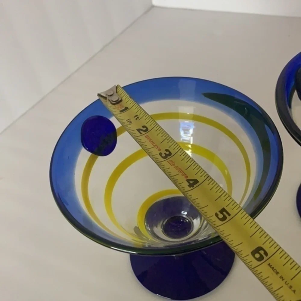 MARTINI GLASSES ART HAND BLOWN GLASSES